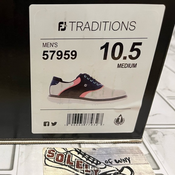 New FootJoy Traditions Waterproof Golf Shoes Cleats Blue White Pink Men 8.5 - 13 - Picture 14 of 16